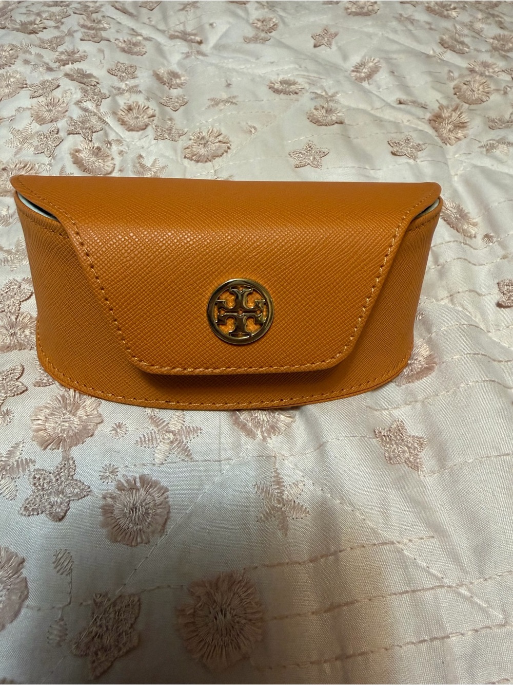 Tory Burch Orange Saffiano Leather Sunglasses/ eyeglasses Case (Case Only)
